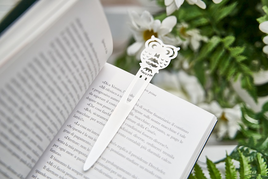 Bomboniera Laurea Tagliacarte Segnalibro Gufo silver plated con ciuffo portaconfetti Selezione Zanolli