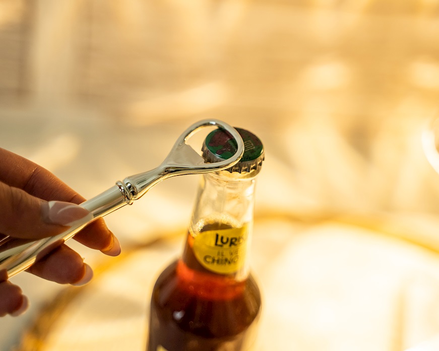 Classic bottle opener Elegance silver plated with sugared almonds Selezione Zanolli