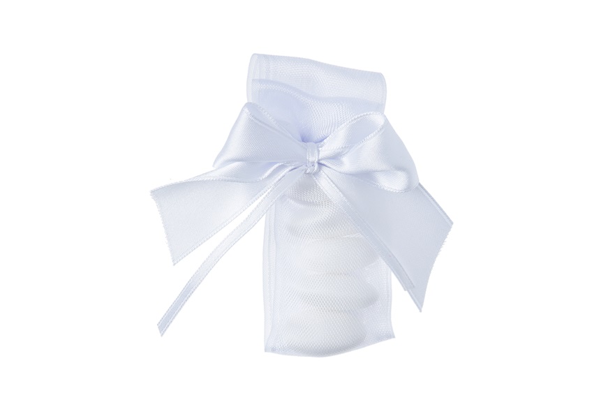 Selezione Zanolli Tubolare Portaconfetti organza bianco con fiocco