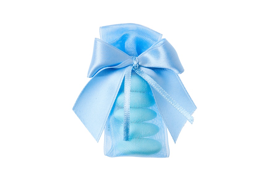 Tubolare Portaconfetti organza azzurro con fiocco Selezione Zanolli