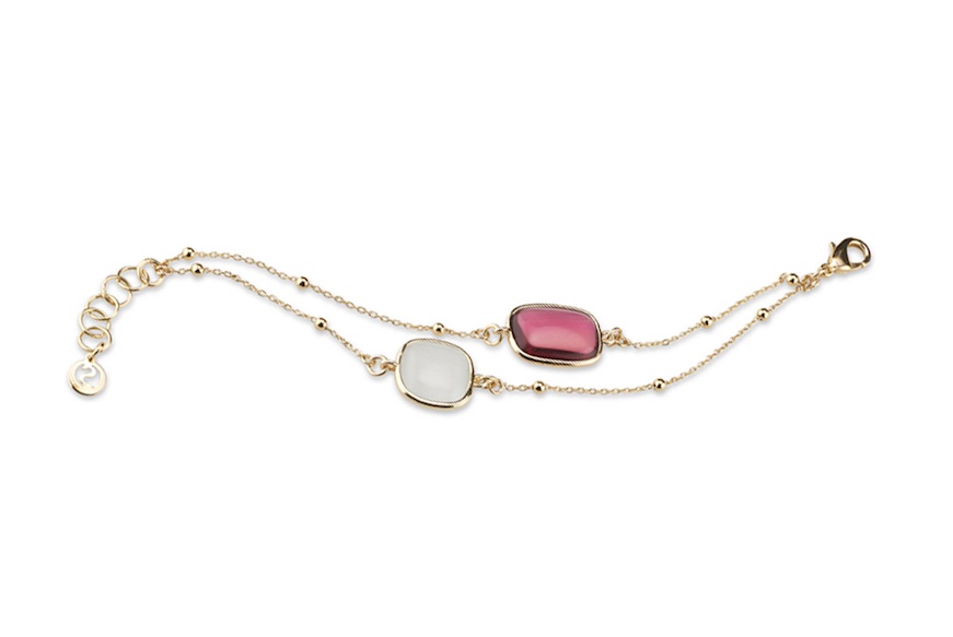 Bracciale Annette ottone con occhi di gatto fuxia e madreperla Sovrani