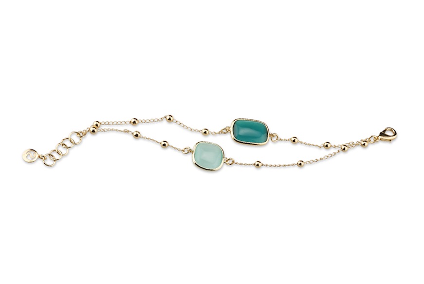 Bracciale Colette ottone dorato con occhio di gatto verde Sovrani