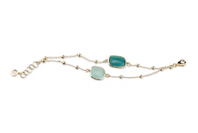 Bracciale Colette ottone dorato con occhio di gatto verde Sovrani
