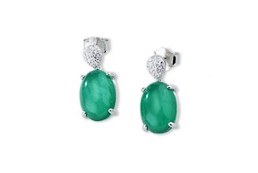 Earrings Luce silver with cubic zirconia and green fusion stone Sovrani