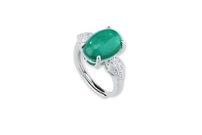 Ring Luce silver with cubic zirconia and green fusion stone Sovrani