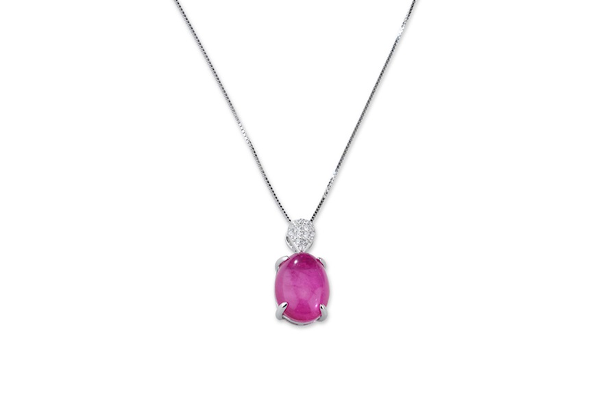 Collana Luce argento con cubic zirconia e pietra fusion stone fuxia Sovrani