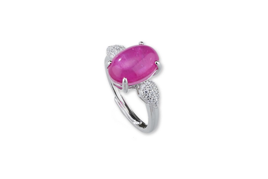 Ring Luce silver with cubic zirconia and fuchsia fusion stone Sovrani