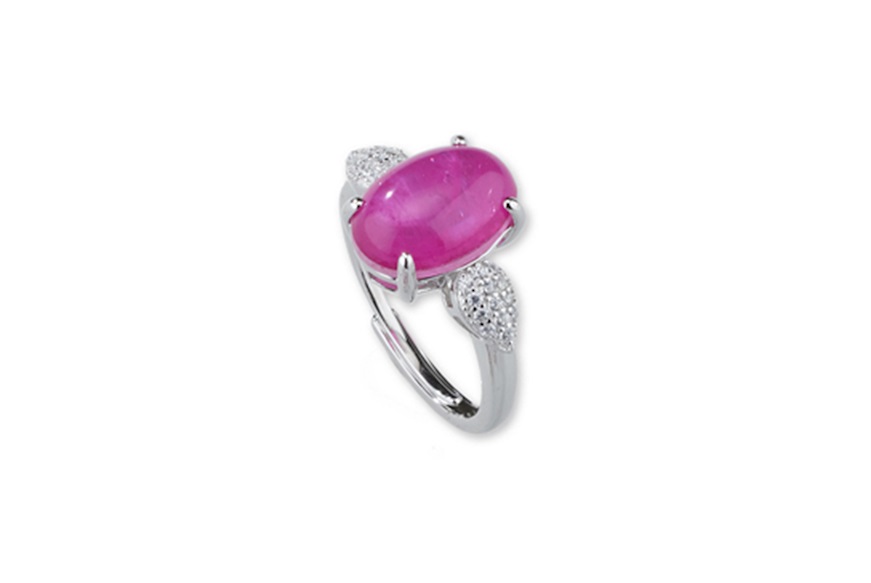 Anello Luce argento con cubic zirconia e pietra fusion stone fuxia Sovrani