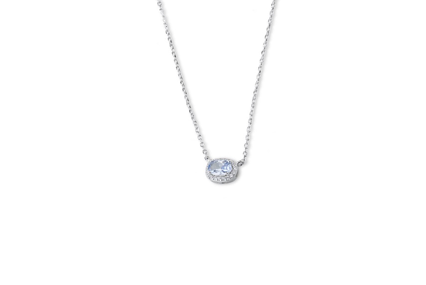 Necklace Luce silver with cubic zirconia and aquamarine zircon Sovrani