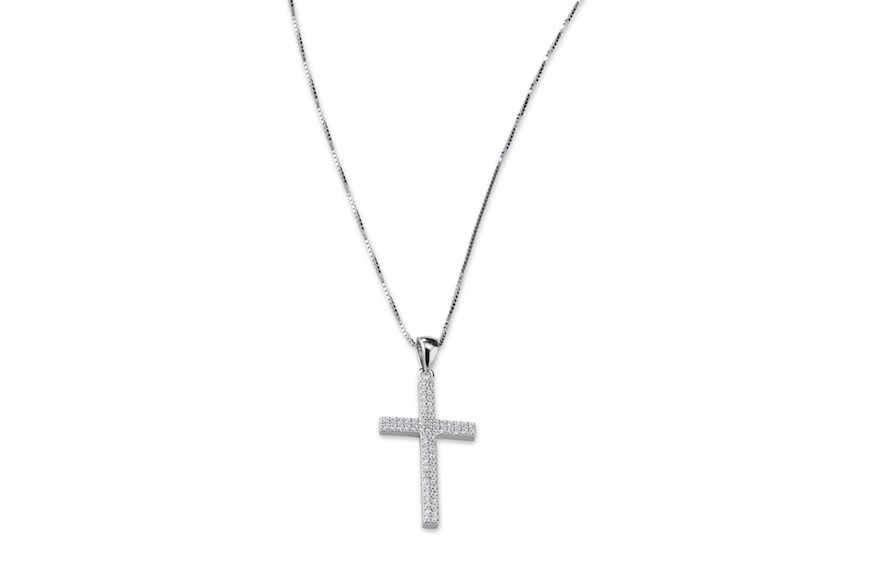 Necklace Luce silver with cross pendant in cubic zirconia Sovrani