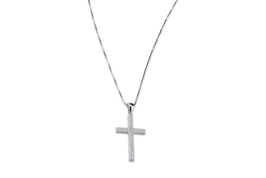 Collana Luce argento con ciondolo croce in cubic zirconia Sovrani