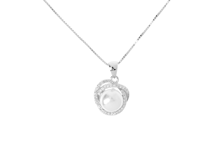 Necklace Luce silver with cubic zirconia and shell pearl Sovrani