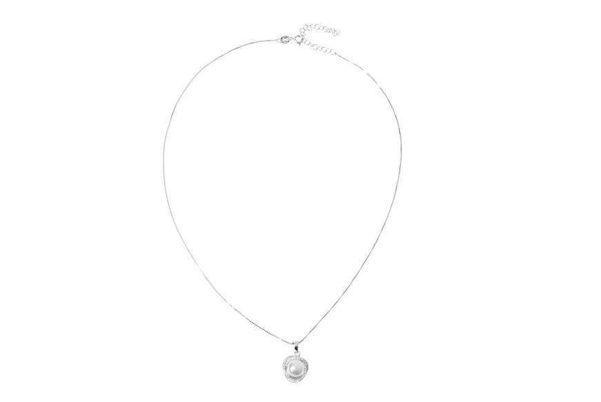 Necklace Luce silver with cubic zirconia and shell pearl Sovrani