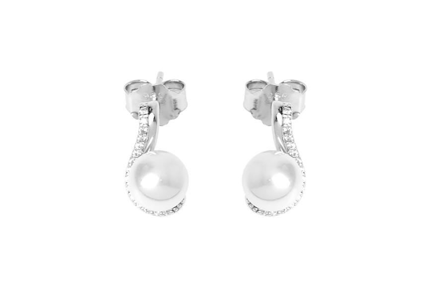 Earrings Luce silver with cubic zirconia and shell pearl Sovrani