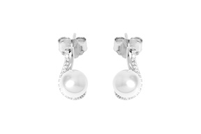 Orecchini Luce argento con cubic zirconia e perla shell Sovrani