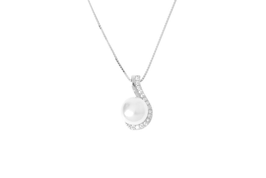 Collana Luce argento con cubic zirconia e perla shell Sovrani