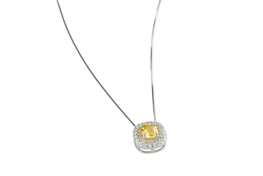 Collana Luce argento con cubic zirconia e zircone giallo Sovrani