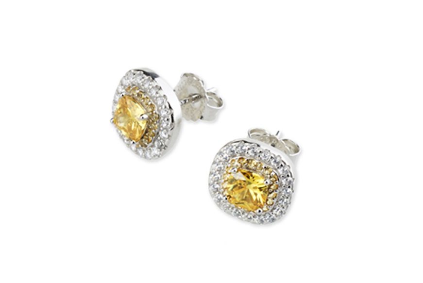 Earrings Luce silver with cubic zirconia and yellow zircon Sovrani