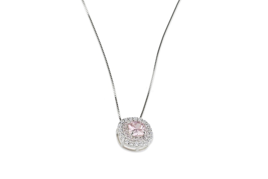 Necklace Luce silver with cubic zirconia and pink zircon Sovrani