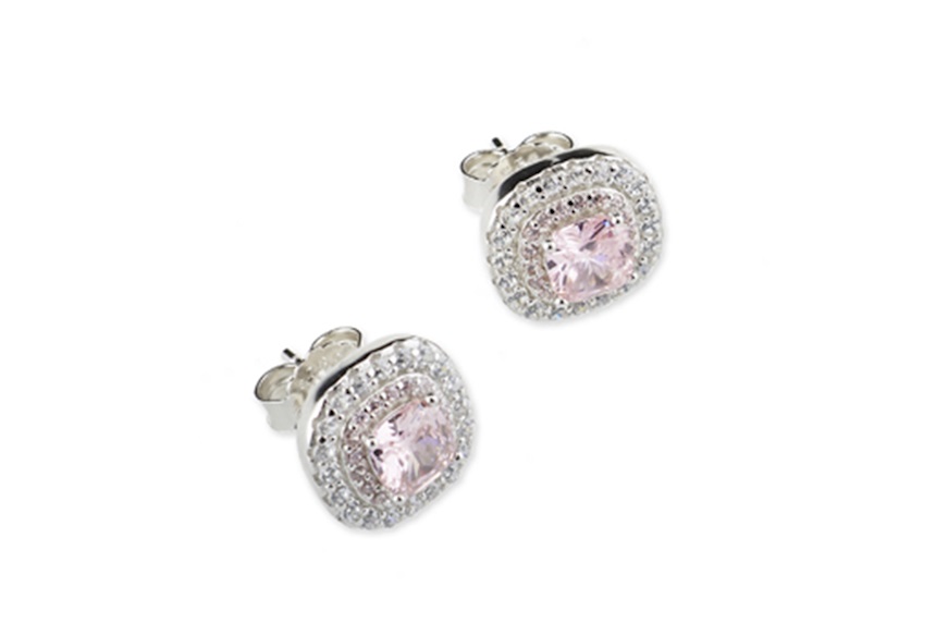 Earrings Luce silver with cubic zirconia and pink zircon Sovrani
