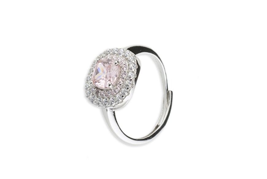 Ring Luce silver with cubic zirconia and pink zircon Sovrani
