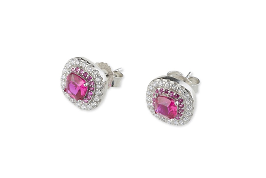 Earrings Luce silver with cubic zirconia and ruby zircon Sovrani