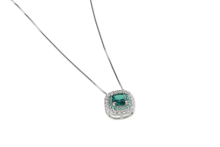 Collana Luce argento con cubic zirconia e zircone smeraldo Sovrani