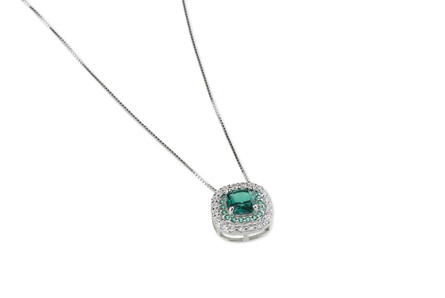 Necklace Luce silver with cubic zirconia and emerald zircon Sovrani