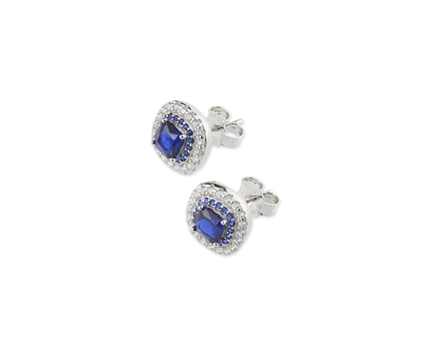 Earrings Luce silver with cubic zirconia and sapphire zircon Sovrani