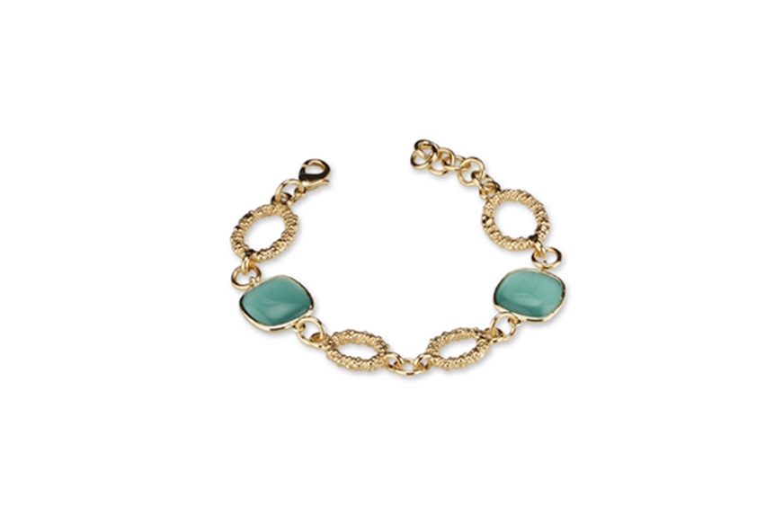 Bracelet Chain with green cat's eye crystals Sovrani