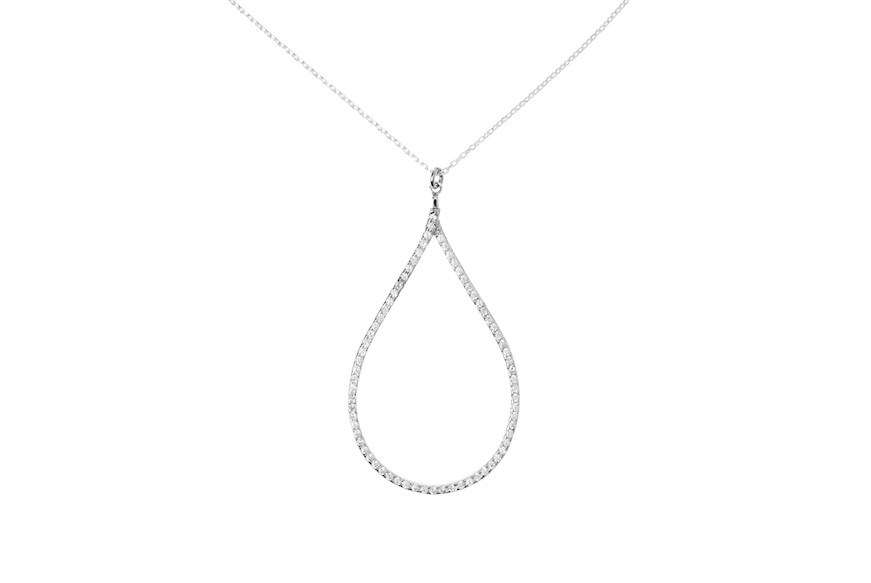 Necklace silver drop shape with white zircons Selezione Zanolli