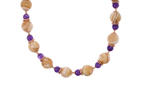 Necklace silver with mother-of-pearl and amethyst Luisa della Salda