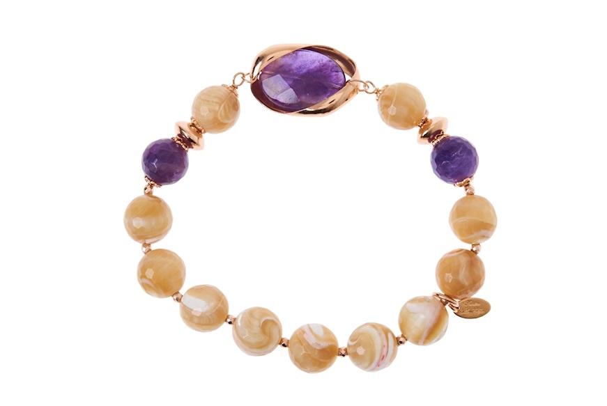 Bracelet silver with mother-of-pearl and amethyst Luisa della Salda