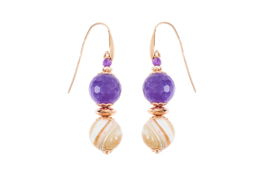Earrings silver with mother-of-pearl and amethyst Luisa della Salda