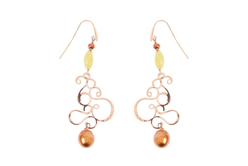 Earrings silver with new jade and pearls Luisa della Salda