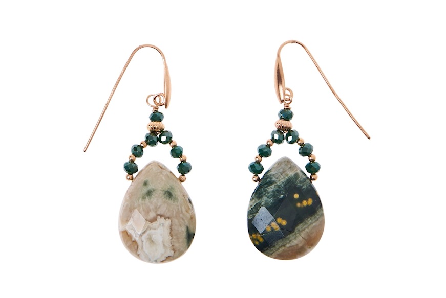 Earrings silver with hydrothermal quartz and jasper Luisa della Salda