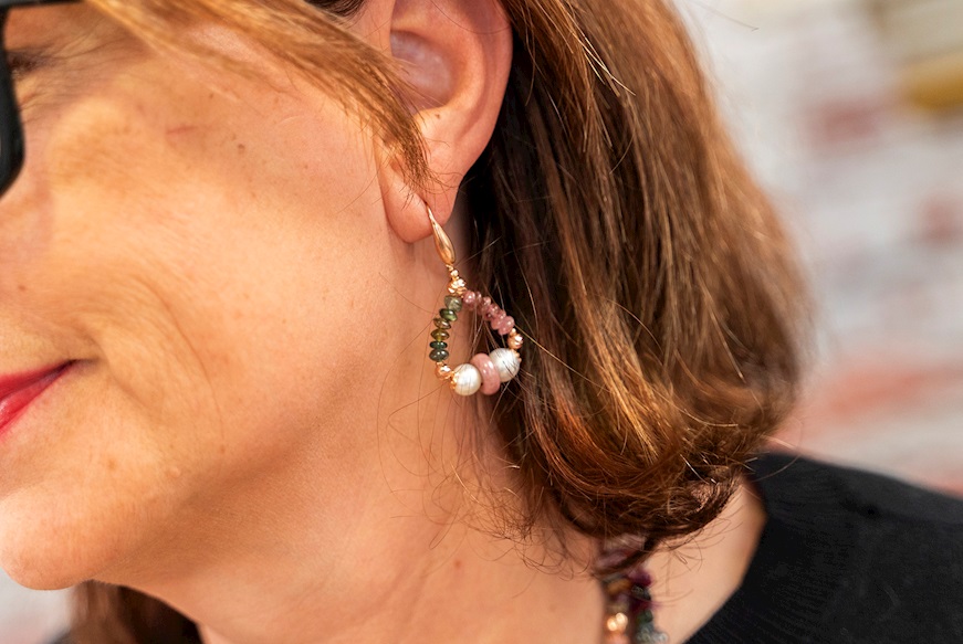 Orecchini argento con corallina e perle Luisa della Salda