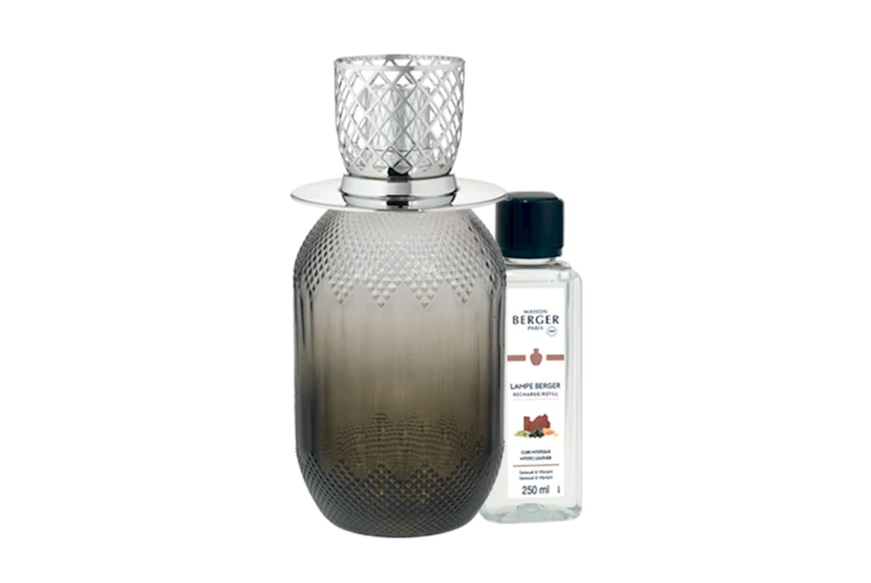 Cofanetto Lampada Catalitica Evanescence Grigia con profumo 250 ml Cuir Mystque Maison Berger Paris