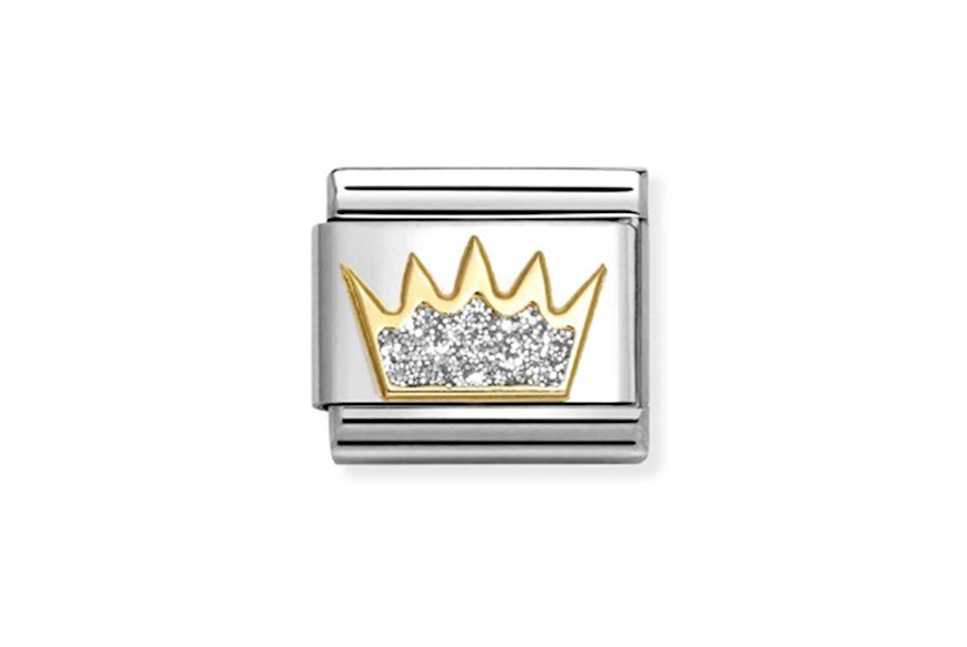 Corona glitterata argento Composable acciaio e oro Nomination