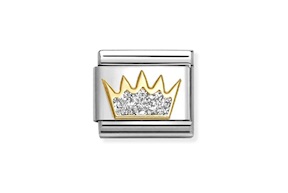 Corona glitterata argento Composable acciaio e oro