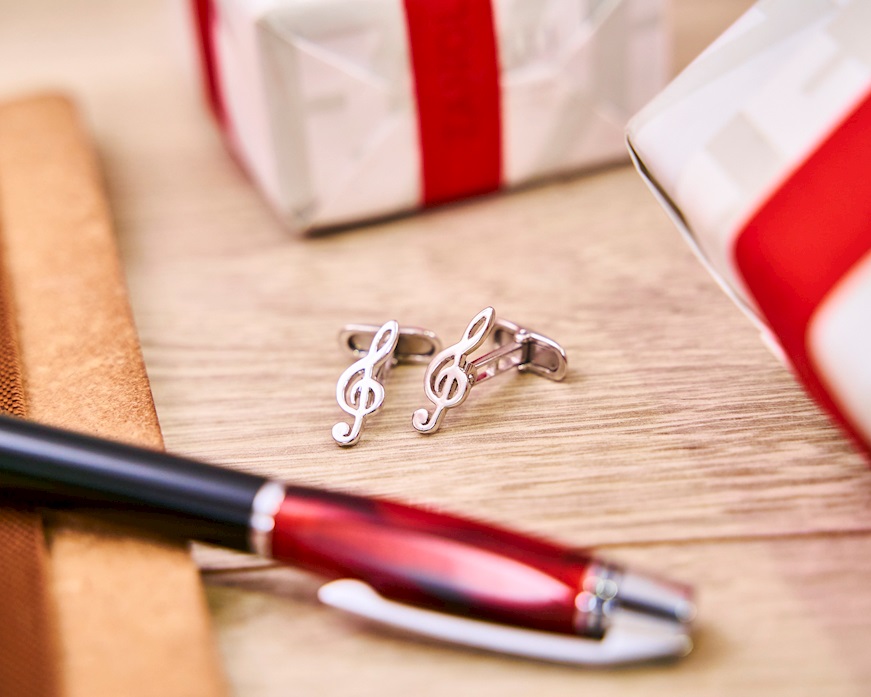 Gemelli argento platinato chiave di violino Selezione Zanolli