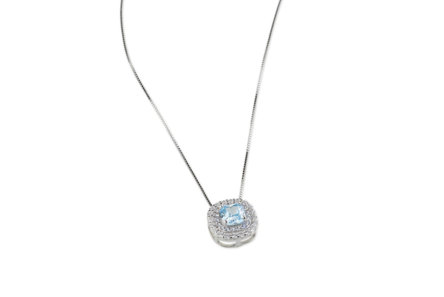 Collana Luce argento con cubic zirconia e zircone acquamarina Sovrani