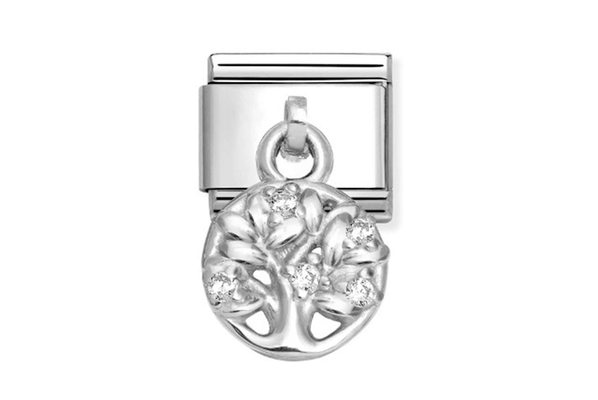 Tree of Life Charm Composable steel silver and zircons Nomination