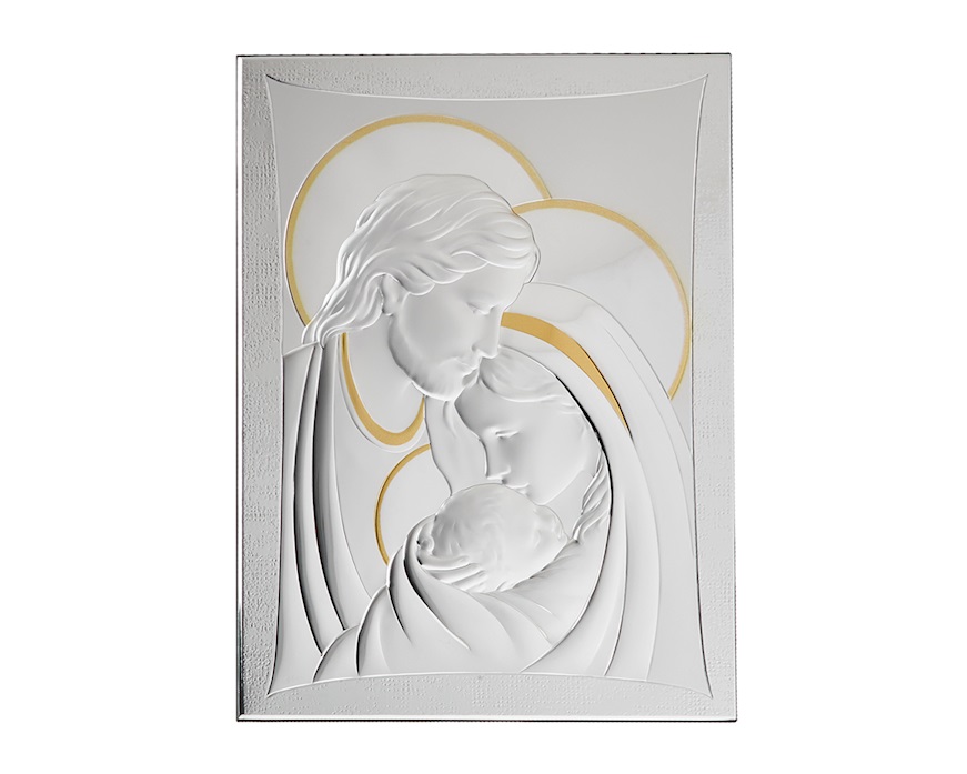 Quadro Sacra Famiglia argento pvd con inserti dorati Selezione Zanolli