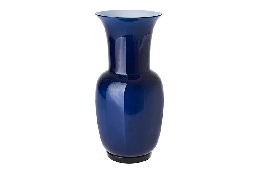 Vase Opalino Murano glass sea blue and milk white Venini