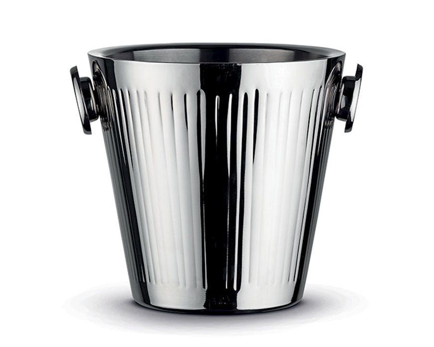 Secchiello champagne acciaio con finitura plissè per 1-2 bott. Pozzi Milano