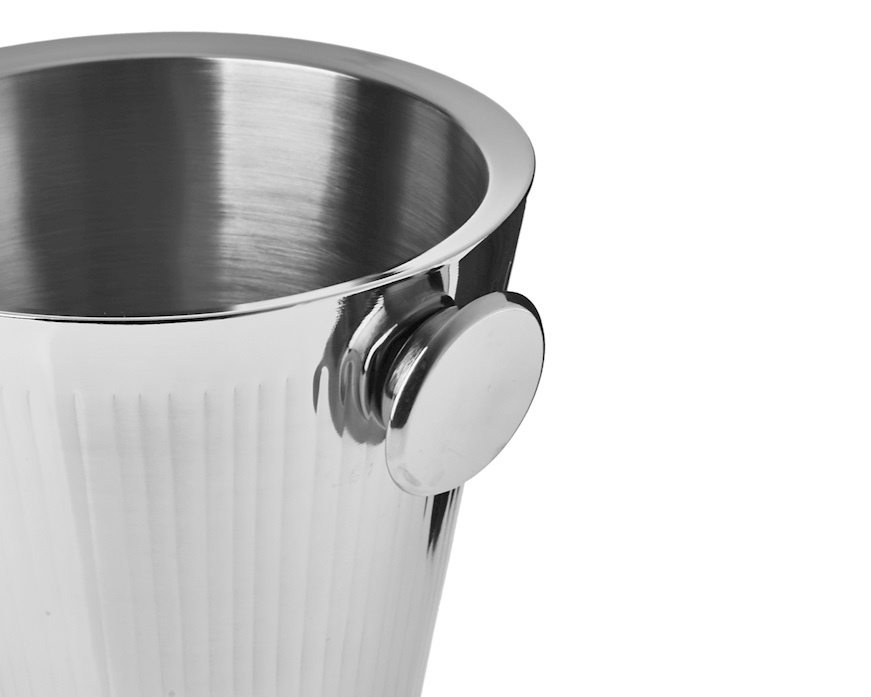 Secchiello champagne acciaio con finitura plissè per 1-2 bott. Pozzi Milano