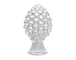 Soprammobile Pigna Argento porcellana con base argentata