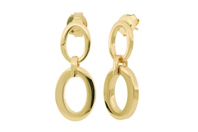 Orecchini in bronzo dorato con ovali piatti Unoaerre