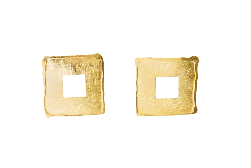 Orecchini pendenti quadri argento dorato Selezione Zanolli